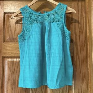 Xhilaration Turquoise Crochet Sleeveless Tank Top Size Small